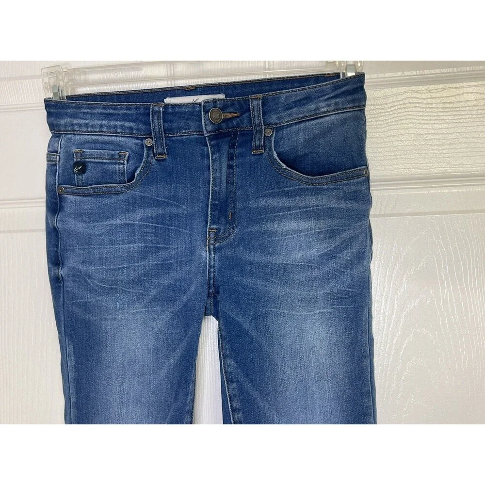 KanCan Juniors' Size 3 w25 Blue Denim Distressed Ankle Skinny Jeans - Picture 3 of 7